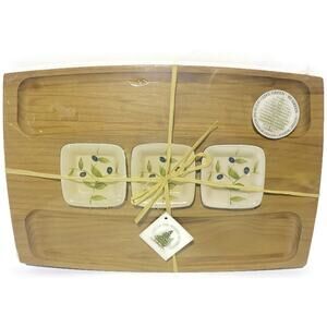 Out of the Woods of Oregon 3 Dish Olives Serving Board 15 x 10  x 1 NewWith Tag